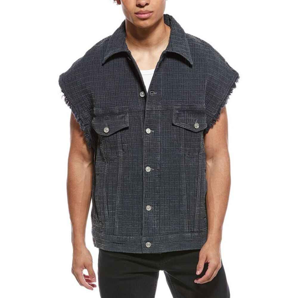 Givenchy Mens  Oversized 4G Denim Vest, Black